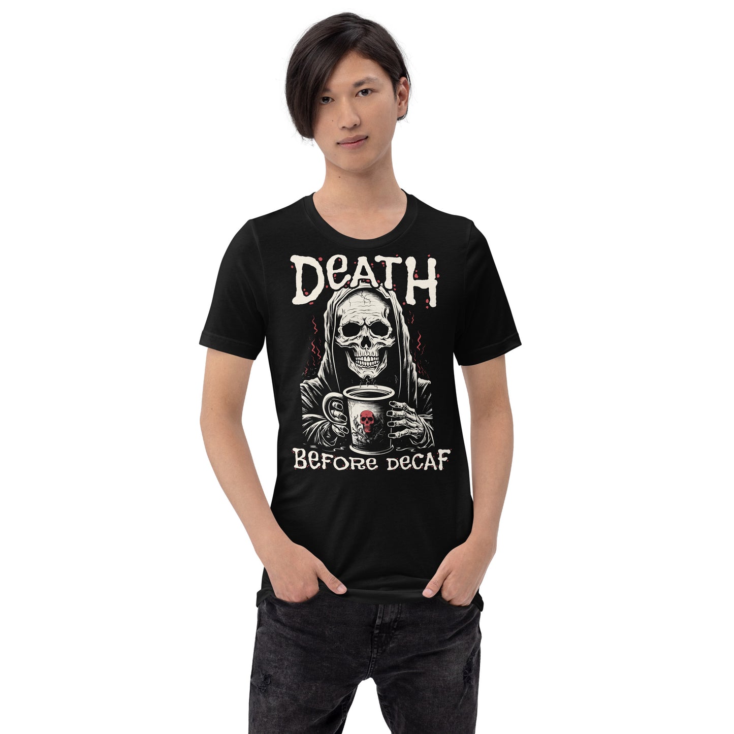 Death Before Decaf #1 Unisex Short Sleeve T-shirt